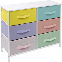 Sorbus Dresser With 6 Drawers - Steel Frame, Wood Top, Easy Pull Fabric Bins For - £74.85 GBP