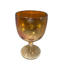 Vintage Marigold Carnival Glass Stars Water Goblet - $12.38