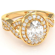 Three Stone White Topaz Diamond Peekaboo Halo Engagement Ring In 14k Yellow Gold - £638.56 GBP