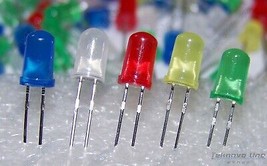 200x ASSORTED LED Pack Diffused Round 5mm Green Blue Red Yellow White - USA - $8.70