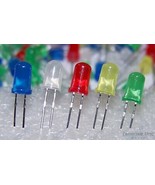 200x ASSORTED LED Pack Diffused Round 5mm Green Blue Red Yellow White - USA - $8.70