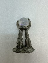 Vintage 1988 Gallo Oracle Wizard Hands Hold Crystal Ball Pewter Figurine 1.75” - £14.65 GBP
