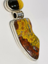 VINTAGE Tiger Eye and Jasper Sterling Silver Pendant - £38.14 GBP