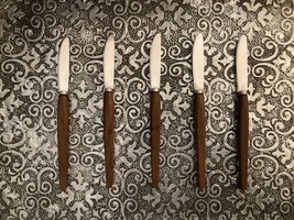 Lot of 5 Made in Sweden MCM Wood Handle Stainless Steel Knives 6 5/8&quot; - £16.87 GBP