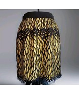 Robert Rodriguez Pencil Skirt 4 Yellow Black Lace Overlay Webbing Stretc... - $429.09 MXN