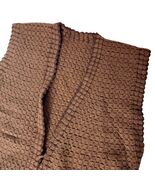 Vintage 70s Brown Crocheted Vest Boho Tie Front Popcorn Knit Sweater Cot... - $907.97 MXN