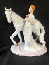 Antico Porcellana Grande Figurina. Lady Con Cavallo. Marchio Fondo - £128.68 GBP