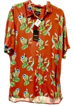Barney Cools Medium Parrots And Floral Tropical Hawaiian Button Down Shi... - £39.09 GBP