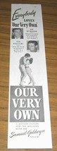 1950 Magazine Movie Ad &quot;Our Very Own&quot; Joe Di Maggio &amp; Ted Williams Baseball - $12.05