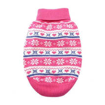 100% Combed Cotton Snowflake and Hearts Dog Sweater - Pink - £19.97 GBP