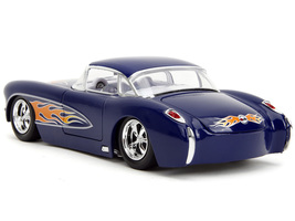 1957 Chevrolet Corvette Dark Blue with Flame Graphics and White Interior... - £31.66 GBP