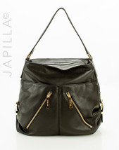 Michael Kors Black Pebbled Soft Leather Zipper Shoulder Bag! - £90.65 GBP