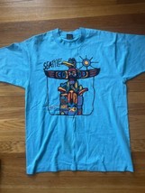 Seattle Washington Mens Vtg Totem Pole Shirt Size L USA Made Blue Single Stitch - £35.75 GBP