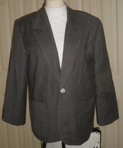 Charcoal-gray wool-blend fully-lined 1-button V-lapels 2-pocket career b... - £3.19 GBP