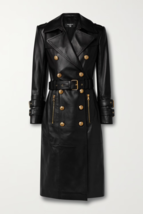 Damen-Trenchcoat aus schwarzem Leder, Größe XS, SML, XL, XXL, 3XL, nach Maß - £181.53 GBP+