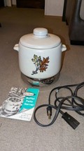 Vintage West Bend Bean Pot Stoneware W/ Electric Hot Plate 1950&#39;s Excell... - $45.49