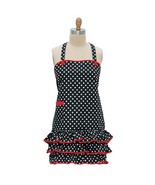 Kay Dee designs girlie apron black white dot frilly F2722 red trim - $558.38 MXN