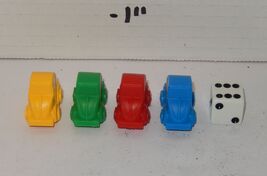 1999 Monopoly Jr Board Game Replacement Set of 4 Cars Pawns Mover 1 Dice... - $4.90