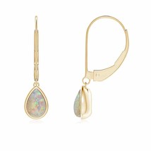 Natural Opal Pear-Shaped Drop Earrings in 14K Gold (Grade-AAAA , 6x4MM) - £394.96 GBP