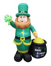 6 Foot Saint Patrick&#39;s Day Inflatable Leprechaun Shamrock Pot Of Gold De... - $728.58 MXN