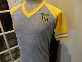 Vtg 80&#39;s Gray &amp; Gold NCAA Michigan Wolverines V Neck 50-50 Jersey Fits A... - £27.21 GBP