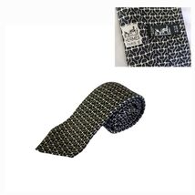 Vintage Hermes Mens Tie Rope Chainlink Navy/Blue/Gray 100% Silk - $84.15