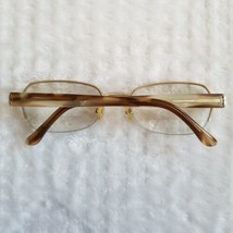 Women&#39;s Gold Tone/Shiny Brown Temple Half Rim Eyeglass Frame 51-19-130 mm - £19.57 GBP