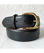 Lands&#39; End Black Leather Belt 506 Solid Brass Buckle - Women&#39;s/Men&#39;s Siz... - $524.29 MXN