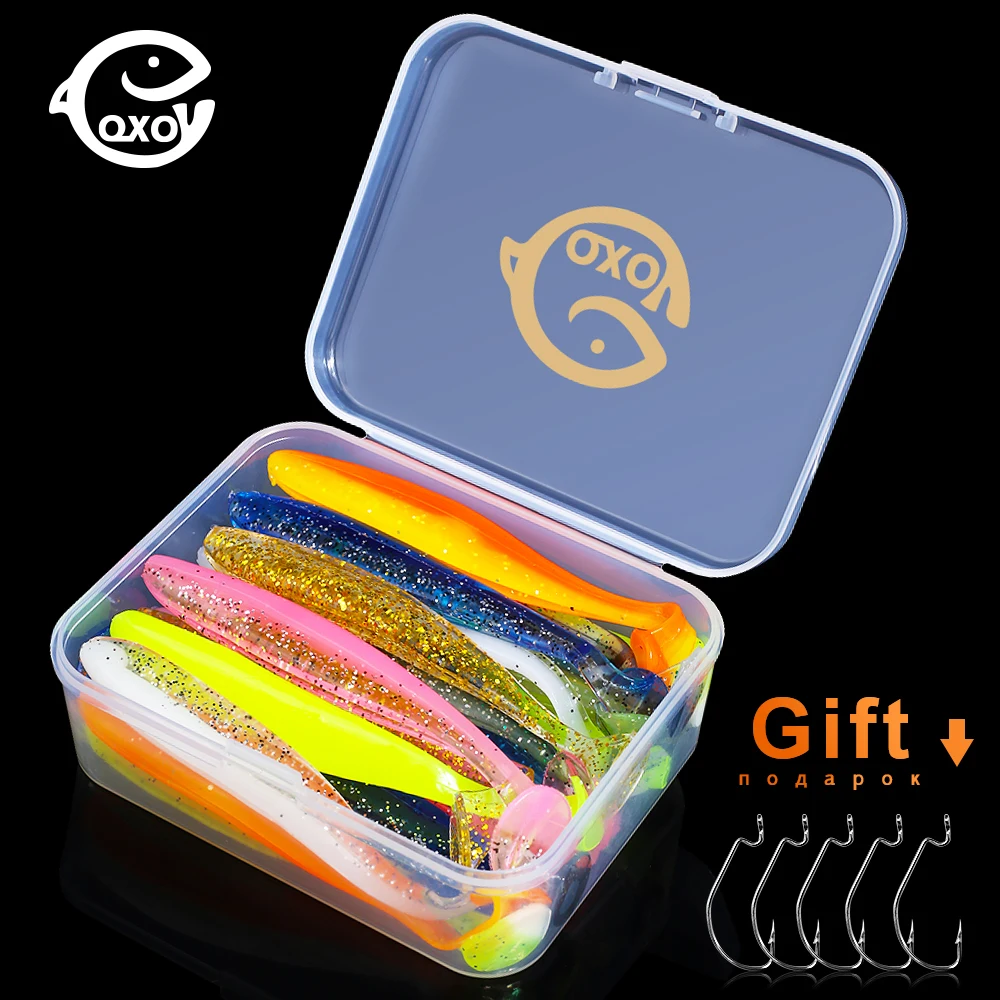 Sporting QXO Fishing Soft Lure Worm With Box Silicone Bait Swimbait Streamer Sea - £23.90 GBP