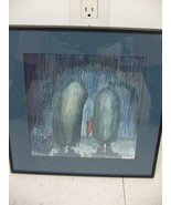 FRAMED MATTED ART PRINT 14.5 x 14.5 Couple Standing in the Rain Signed - €34,97 EUR