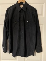 Vintage Ely Cattleman black pearl snap shirt size Large 16 1/2 X 34 - €18,24 EUR