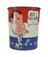 Vintage Tin Trash Can 1970 Cheinco Spiro Agnew / Richard Nixon Tennis An... - $1,094.45 MXN