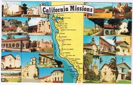Postcard California Missions Pictoral Map El Camino Real - £3.10 GBP