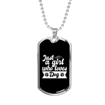 Just a Girl Who Loves Dog White Necklace Stainless Steel or 18k Gold Dog Tag 24 - £37.92 GBP+