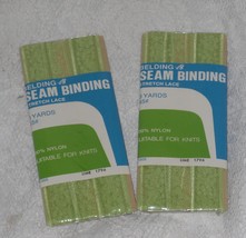 Belding Green Stretch Lace Lot 2 Seam Binding Tape #1005 Color Lime 1796... - $7.50