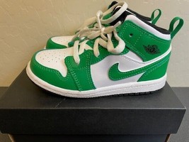 Air Jordan 1 Mid Lucky Green White Retro TD Toddler Shoes DQ8425-301 Siz... - $68.39