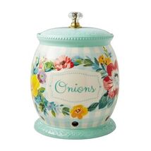 Pioneer Woman Sweet Romance Onion Keeper Lid Acrylic Knob Floral Ceramic... - $54.04 CAD