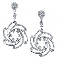 Authenticity Guarantee 
0.80 Ct Diamond Dangle Whirlwind Earrings 14k White G... - £748.71 GBP
