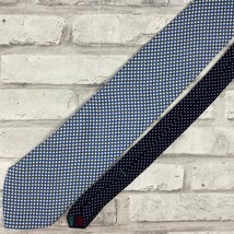 Tommy Hilfiger Blue White Checked 100%  Silk Two Tone Tie Men&#39;s Necktie   - £11.97 GBP