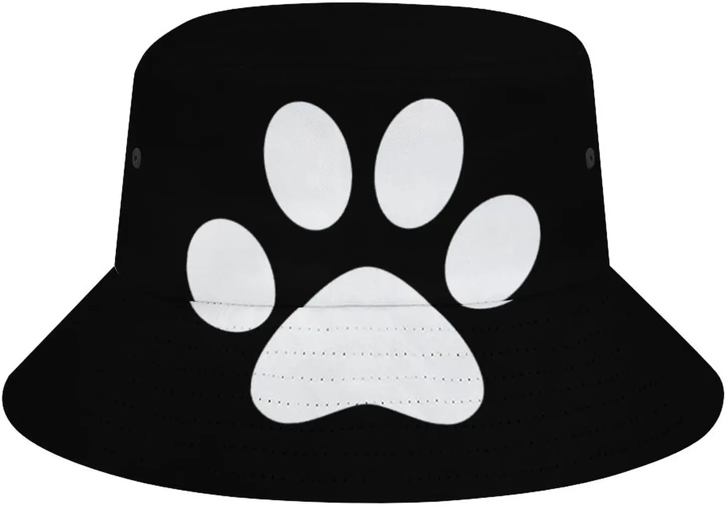 Black Animal Paw Print Bucket Hat Summer Fisherman Cap for Women Men Beach Sun - £13.51 GBP