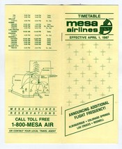 Mesa Airlines Timetable April 1, 1987 Route Map - $17.82