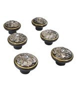 Set Of 6 Western Rustic Silver Floral Scroll With Gold Trim Cabinet Door... - £24.36 GBP