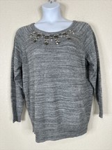 NWT Torrid Womens Plus Size 2 (2X) Gray Rhinestone Beaded Sweater Long Sleeve - £19.20 GBP