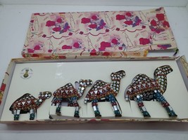 Mughal Art Pakistan Hand Crafted Camel Set of 4 Bead Mirror Decor - £45.51 GBP