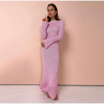Elegant Long Sleeve Round Neck Maxi Crochet Knitted Dresses 2 - £44.20 GBP