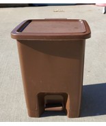 Vtg 13” Rubbermaid Small Trash Can Brown Waste  Push Petal Bathroom Can.... - €20,44 EUR