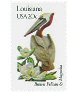 1982 20c State Birds &amp; Flowers, Louisiana, Pelican, Magnolia Scott 1970 ... - $1.89