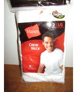 New 2005 Hanes 2 Crew Neck Tagless White Tee T-Shirts L 42-44 NIP - $40.68 CAD