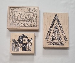 The Artful Stamper Wood Mounted Rubber Stamps Christmas Themed Lot Of 3 - £11.77 GBP