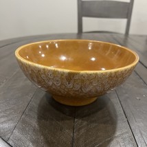 Vintage HAEGER USA 101 Mid Century Drip Gold Brown  7 3/4&quot; Pottery Bowl - $19.79
